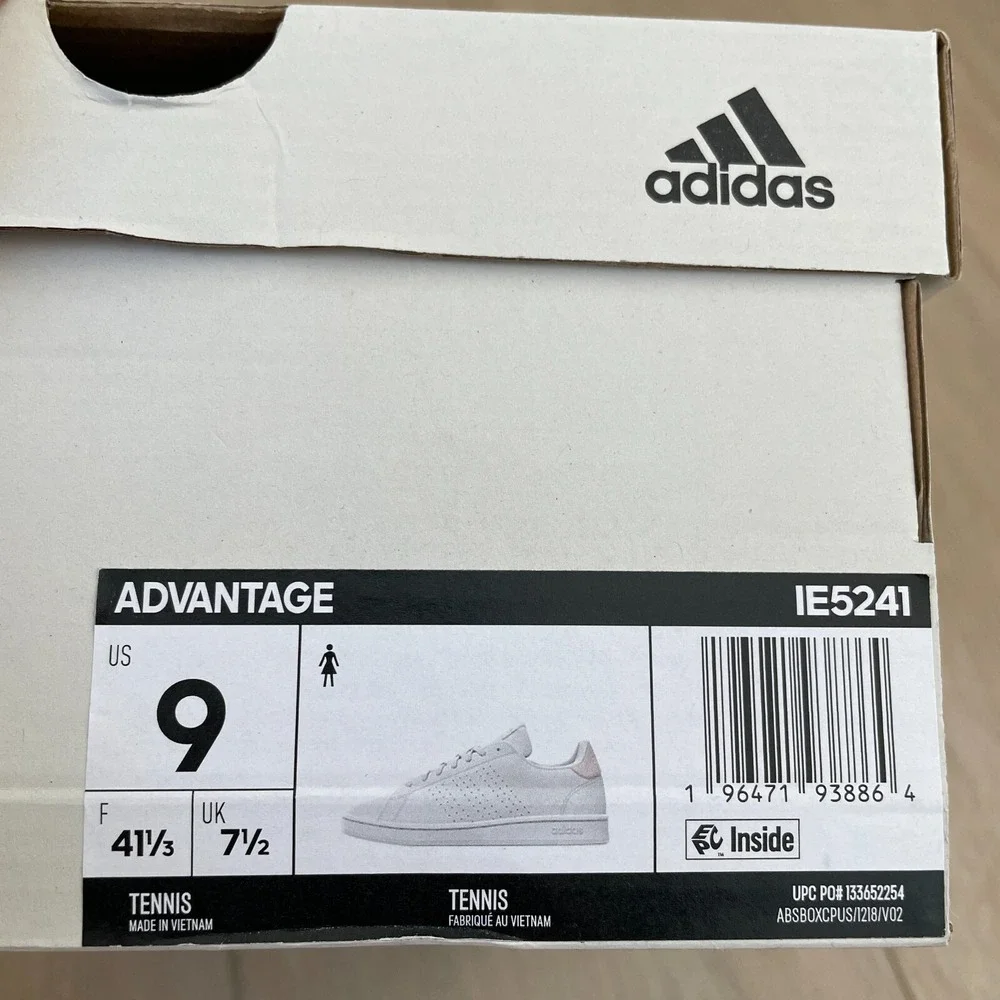 NEW Adidas Advantage Womens 9 White Putty Mauve Tennis‎ Shoes Cloudfoam Comfort